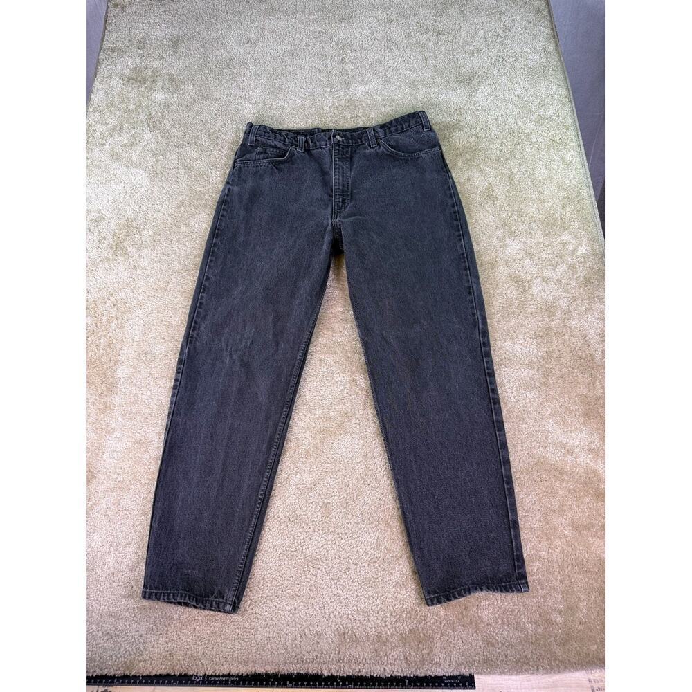 Vtg 1996 Levis 550 Jeans 38x30 Black Denim Tapered Relaxed Fit Orange Tab C904